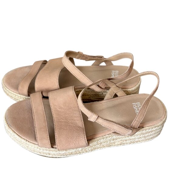 EILEEN FISHER Size 8.5 Sandals Devi Platform Wedge Espadrille Jute Strappy - Picture 3 of 6